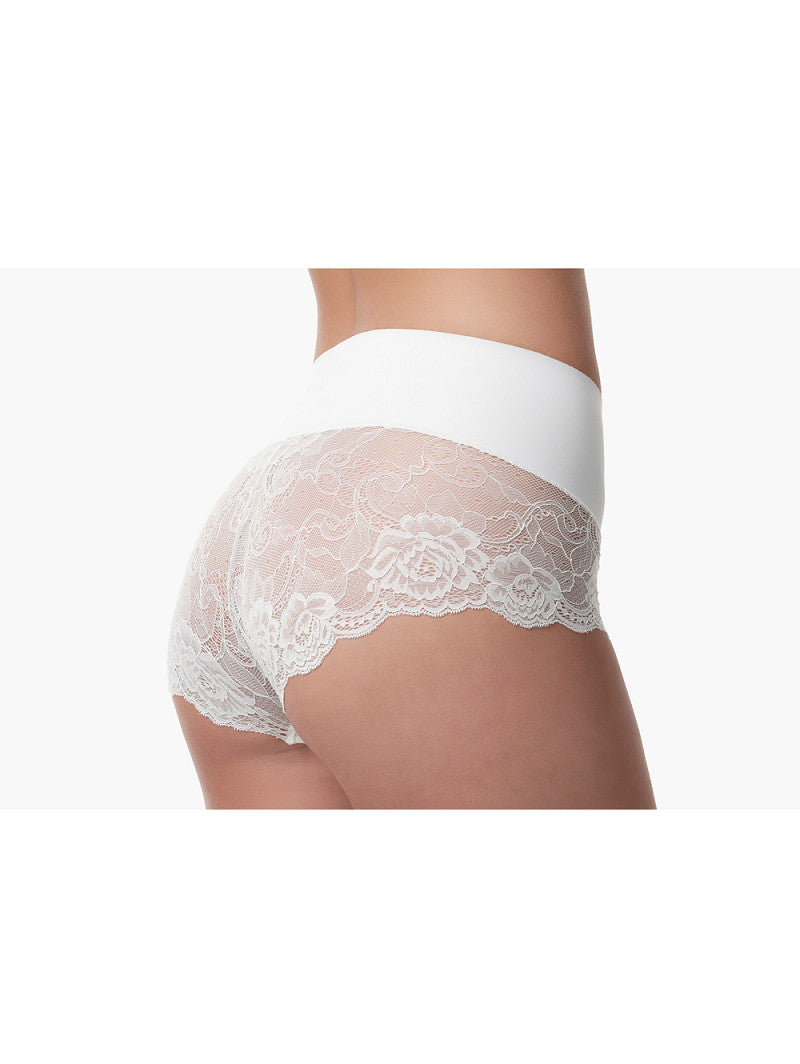 Poirier Mid Waist Lace Shorts — Ivory