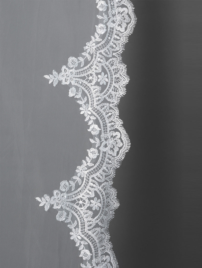 Poirier Floral Lace Cathedral Veil — 350cm, Ivory