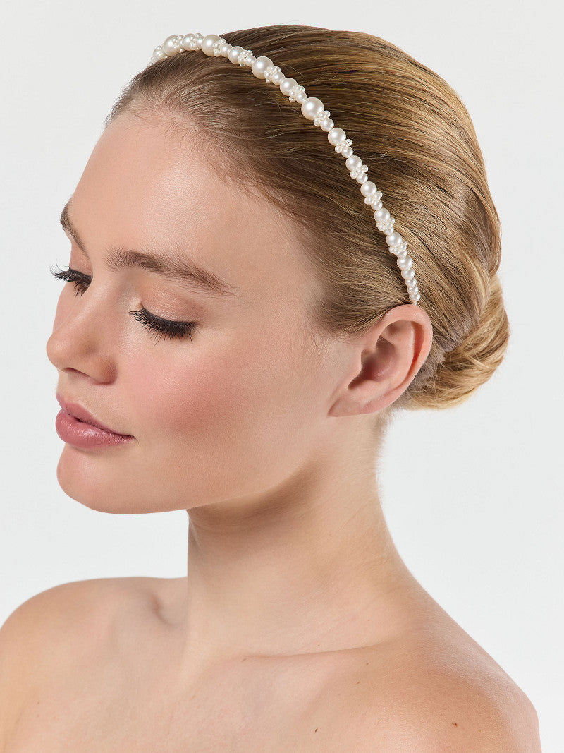 Poirier Matte Pearl Bridal Tiara — Ivory