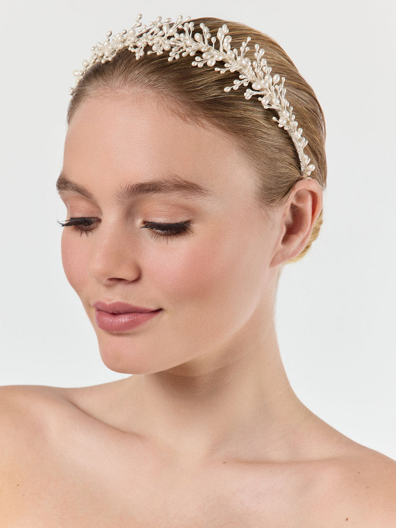 Poirier Roman Pearl Bridal Tiara — Ivory & Silver