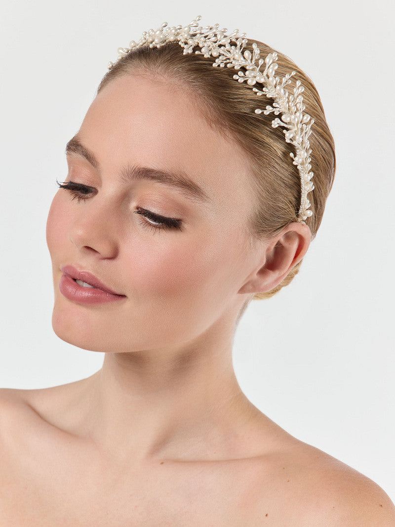 Poirier Roman Pearl Bridal Tiara — Ivory & Silver