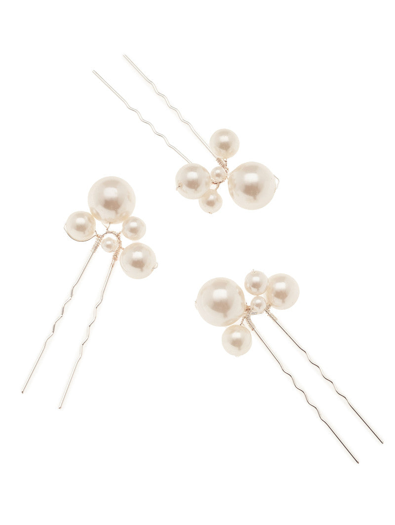 Poirier Pearl Bridal Hair Pins — Set of 3