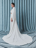 Poirier Crepe Bridal Cape with Train — 250cm, Ivory
