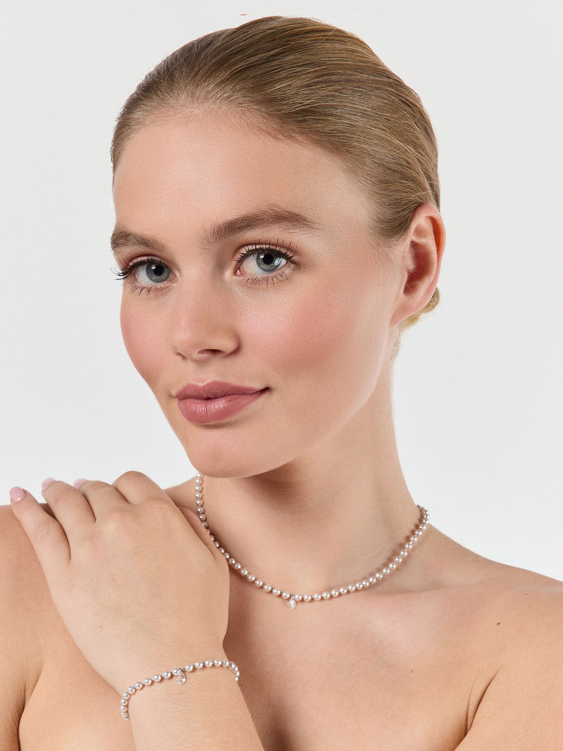 Poirier Swarovski Pearl Bridal Bracelet — Silver