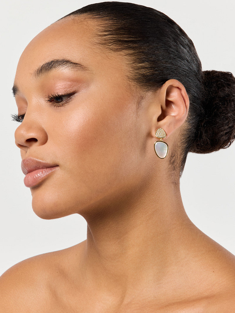 Poirier Gold-Plated Bridal Drop Earrings — Ivory