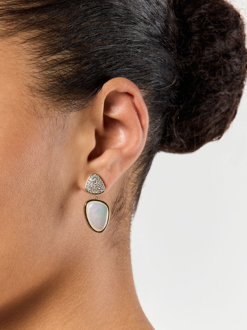 Poirier Gold-Plated Bridal Drop Earrings — Ivory