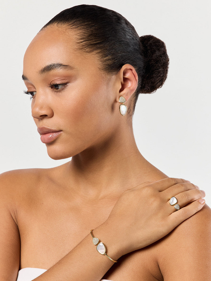 Poirier Gold-Plated Bridal Drop Earrings — Ivory