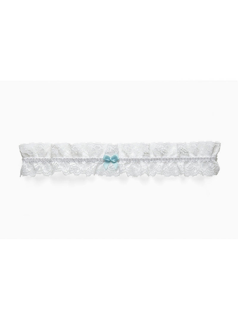 Poirier Lace Bridal Garter — Ivory & Blue