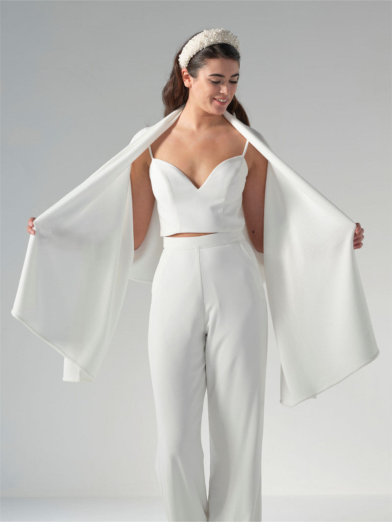 Poirier Cashmere-Blend Bridal Stole — Ivory