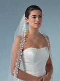 Poirier Floral Embroidered Veil — 120cm, Ivory