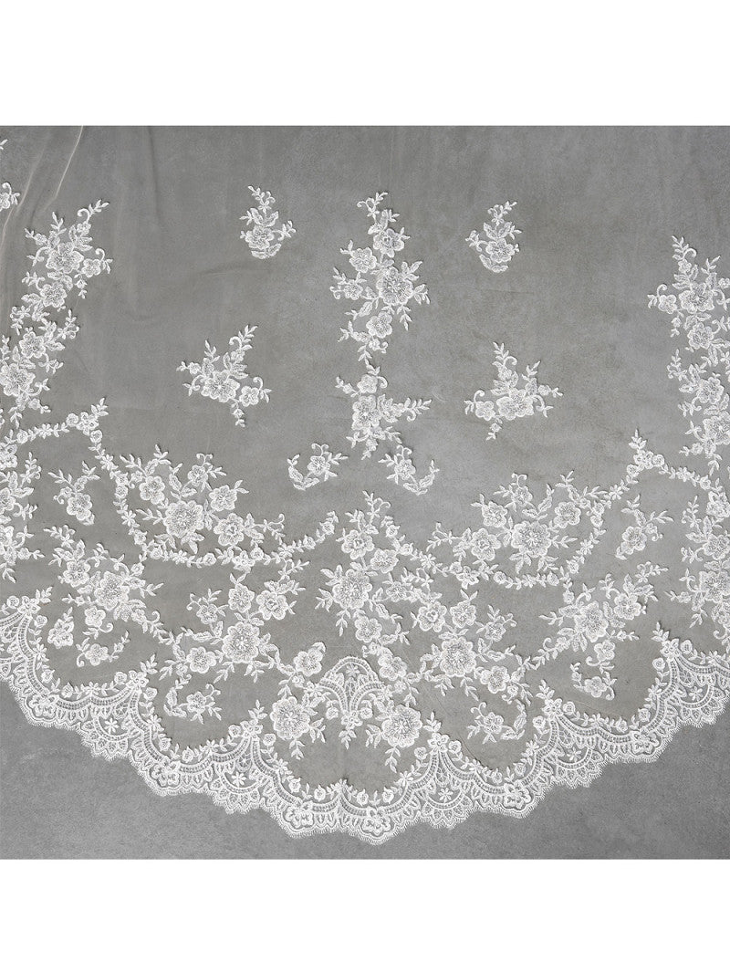 Poirier Floral Lace Cathedral Veil — 350cm, Ivory