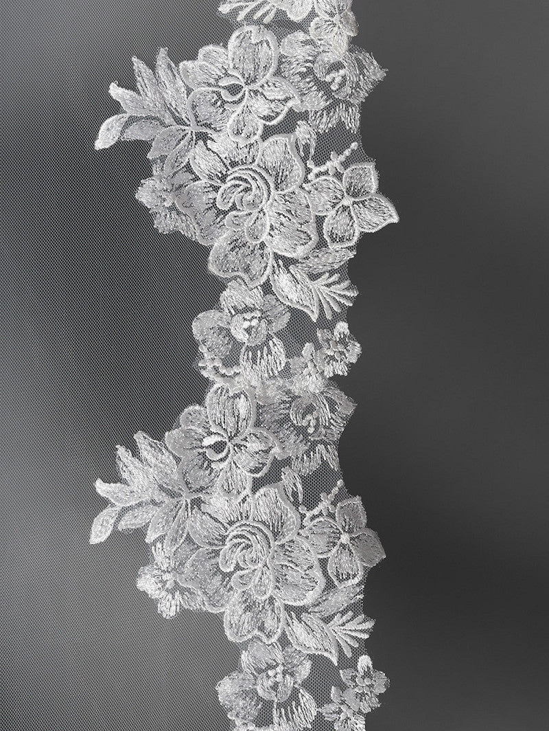 Poirier Floral Lace Veil — 280cm, Ivory