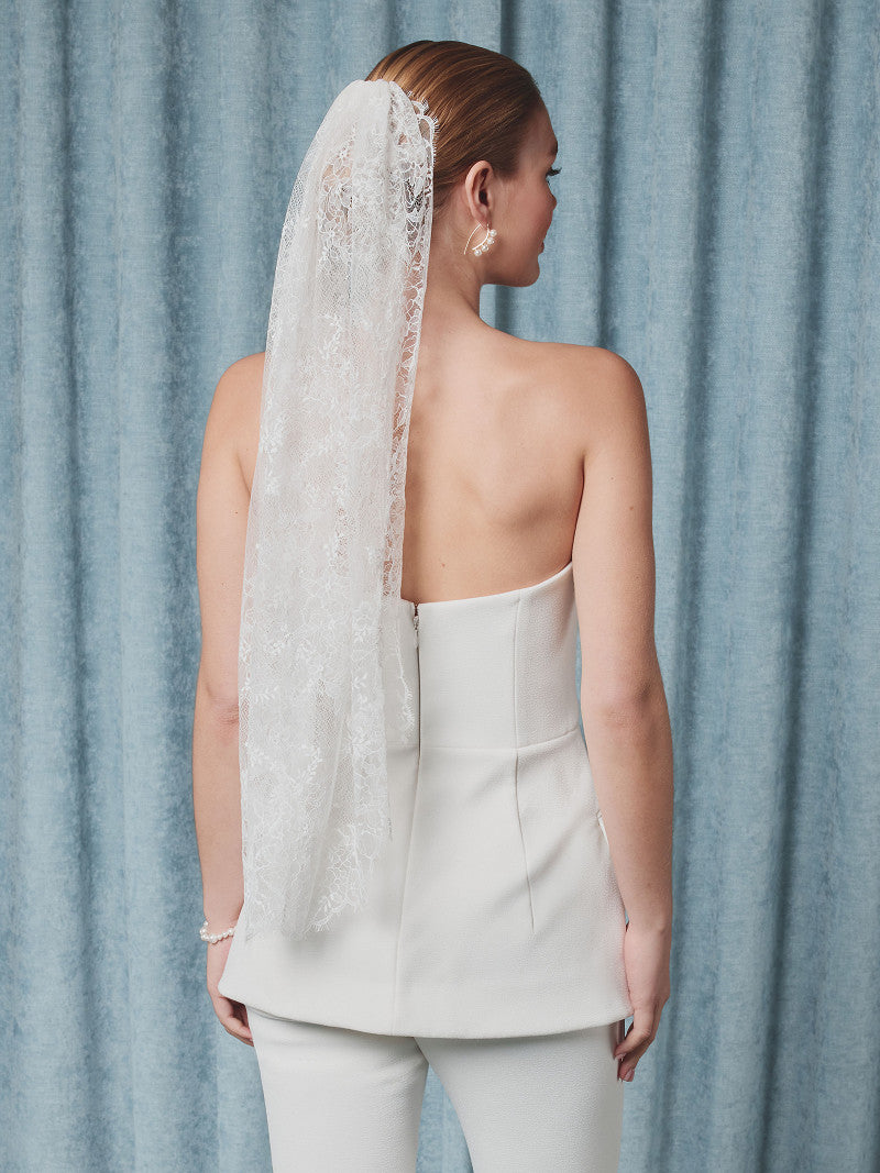 Poirier French Lace Veil — 80cm, Ivory