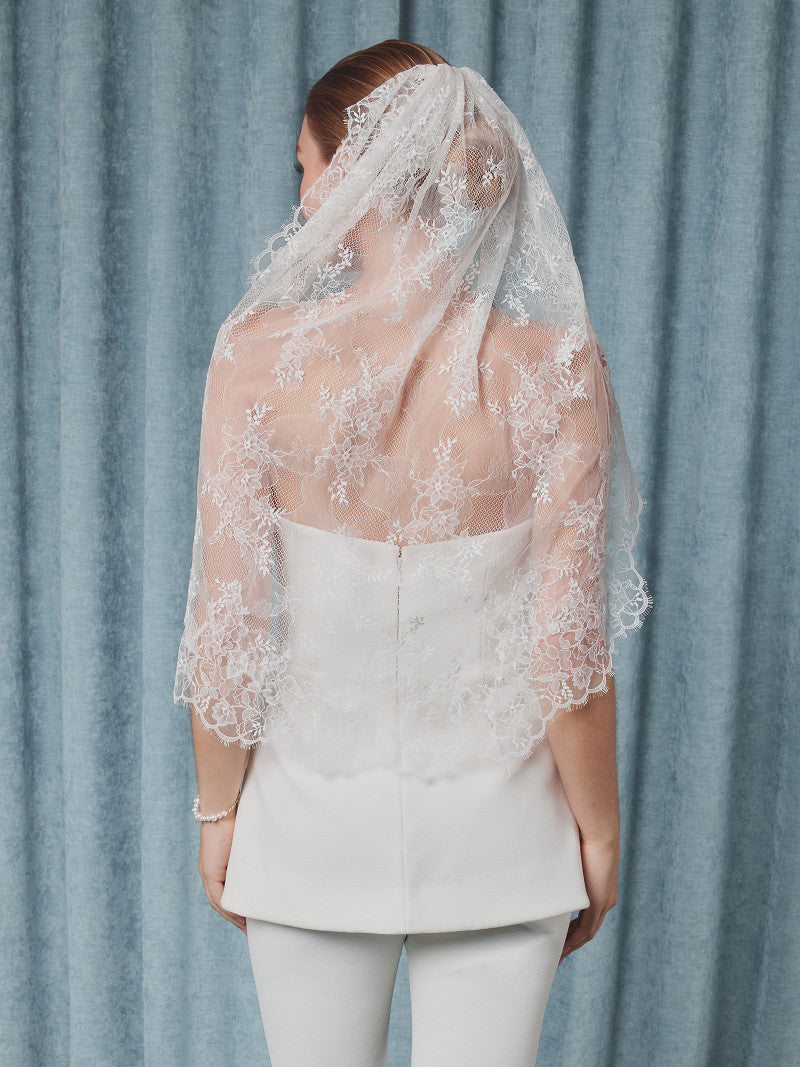Poirier French Lace Veil — 80cm, Ivory