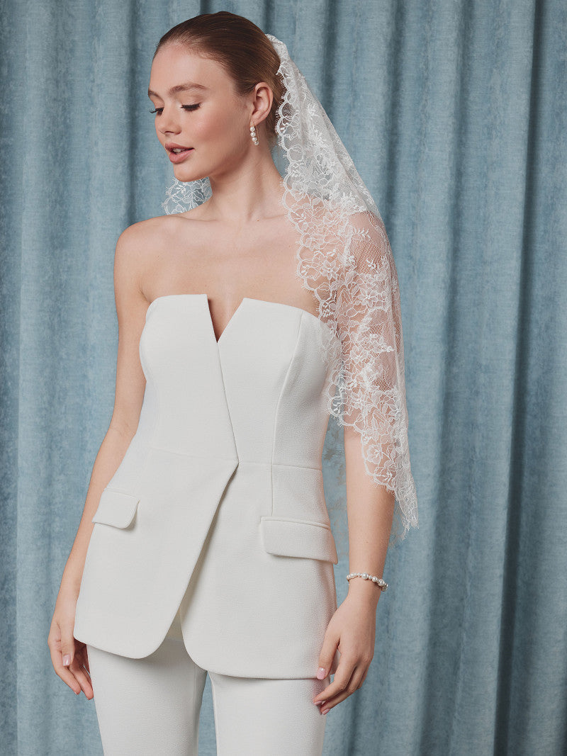 Poirier French Lace Veil — 80cm, Ivory