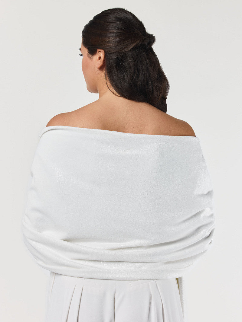 Poirier Glitter Velvet Bridal Stole — Ivory