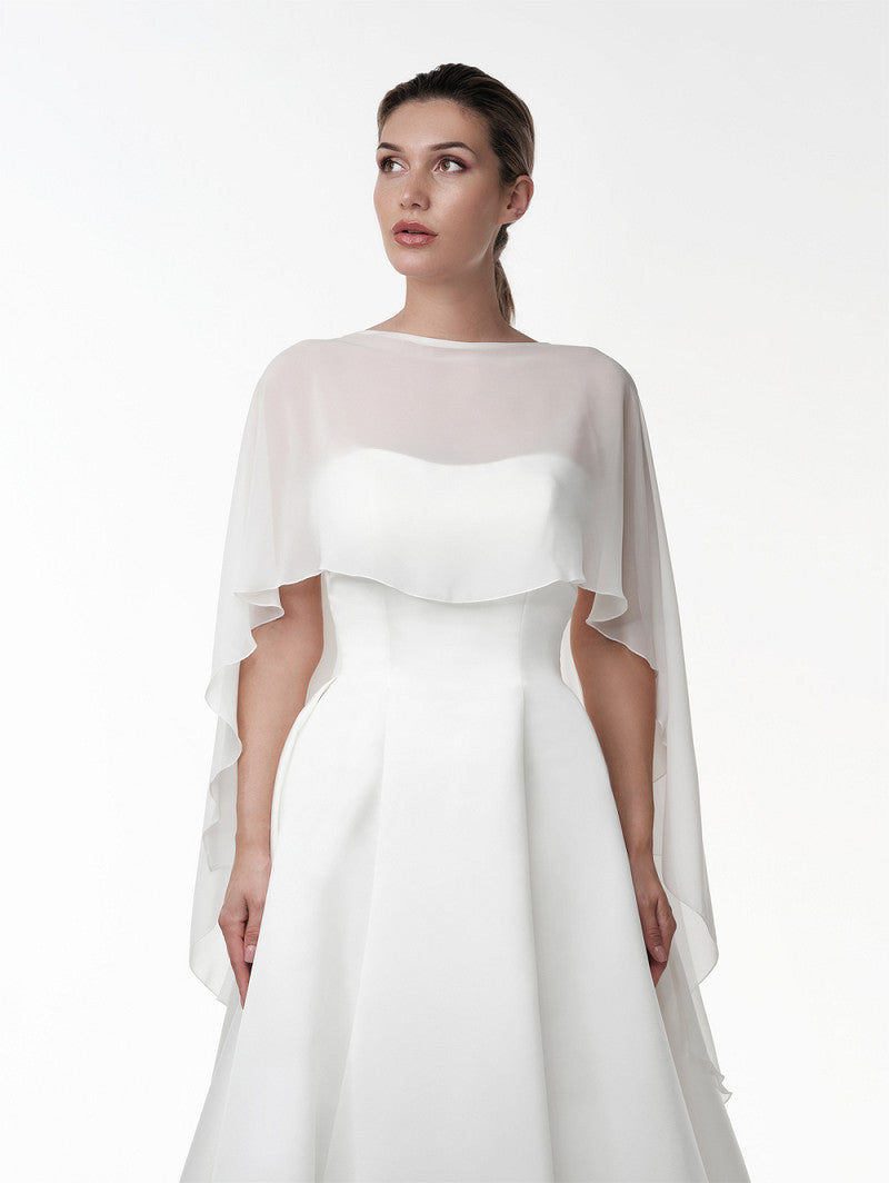 Poirier Crepe Georgette Bridal Cape — Ivory