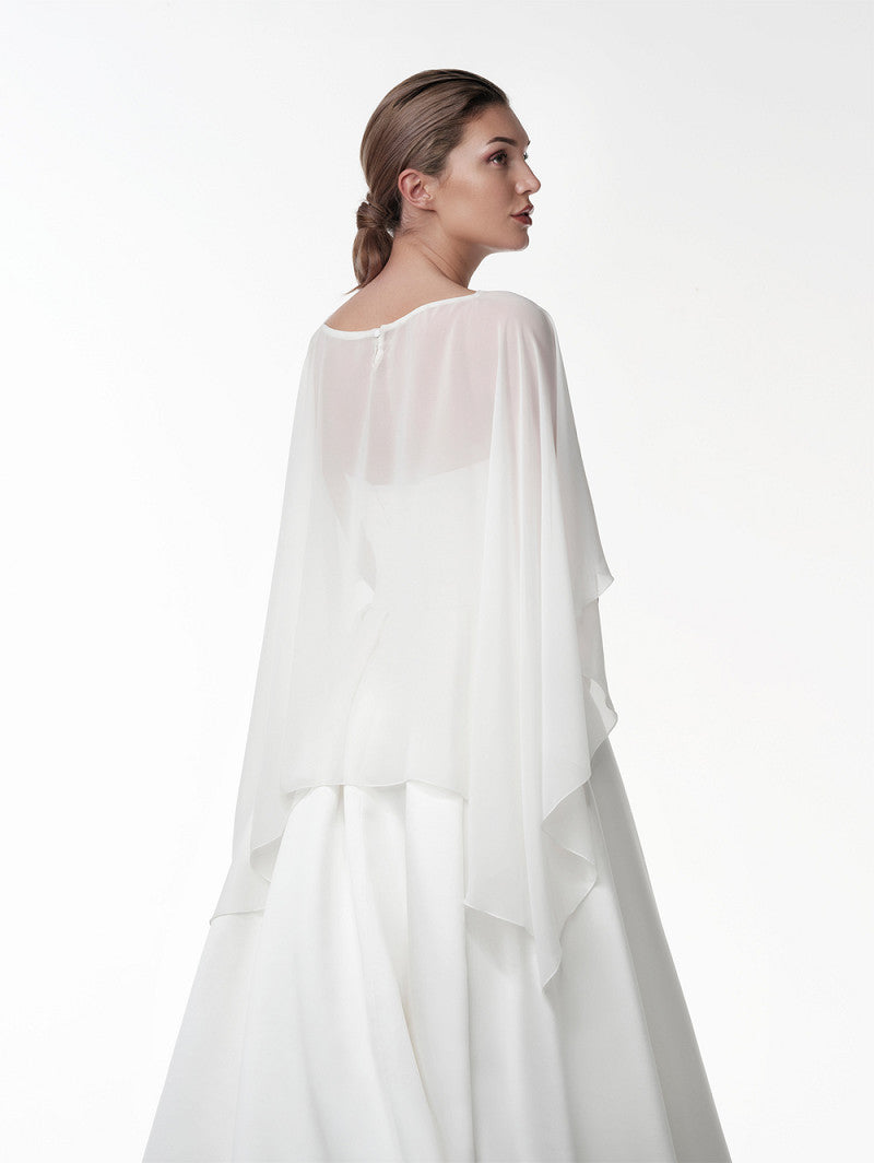 Poirier Crepe Georgette Bridal Cape — Ivory